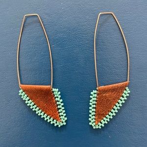 Leather beaded earrings
